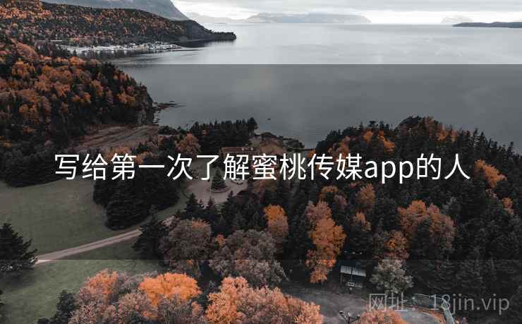 写给第一次了解蜜桃传媒app的人